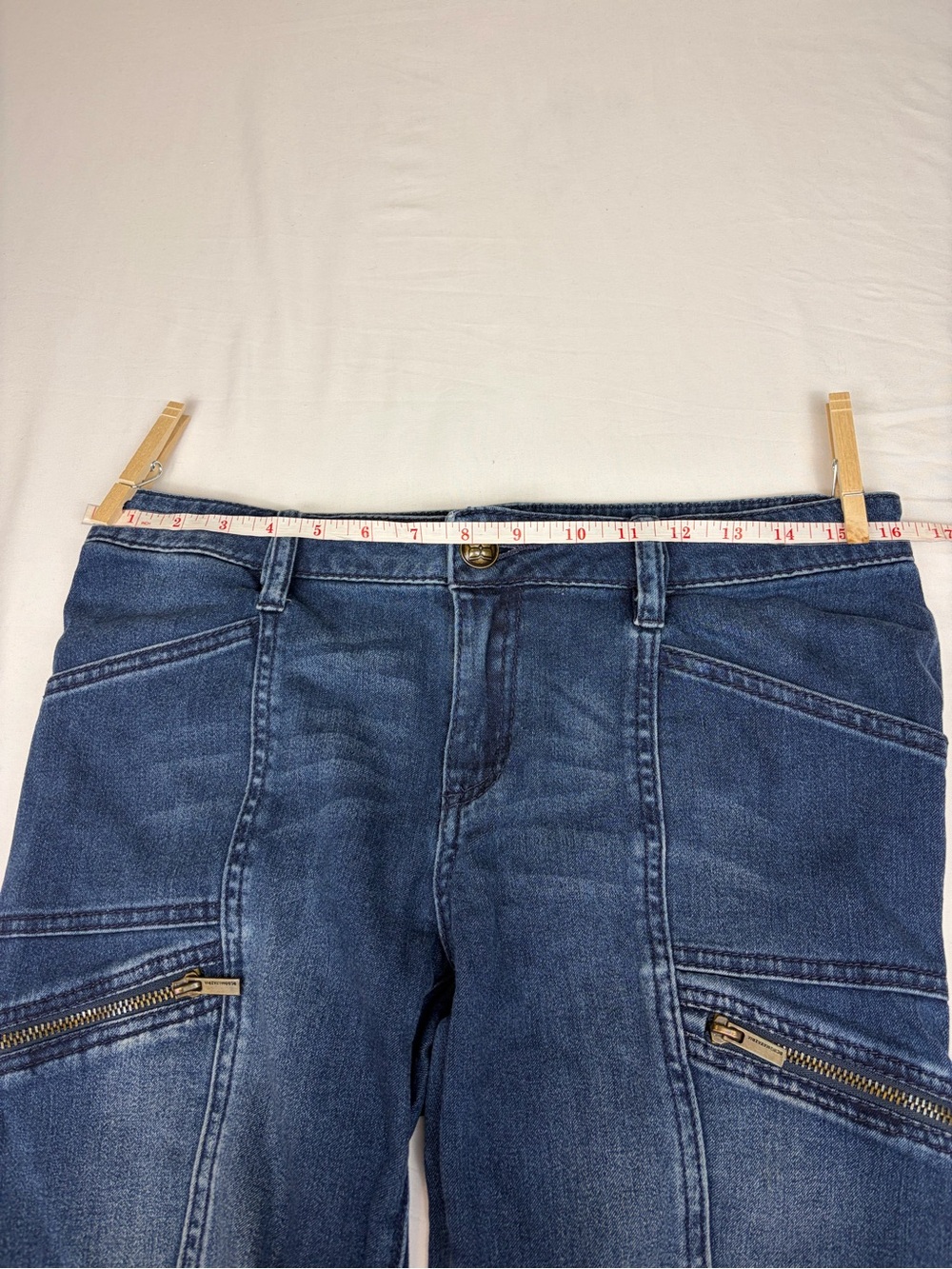 BCBGMaxAzria Dark Blue Moto Skinny Jeans Cyber-Y2K Tactical Jeans size 30 - Picture 11 of 13